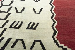 Backside of handmade 2000s Kilim Dastan rug showing knot structure and weave density