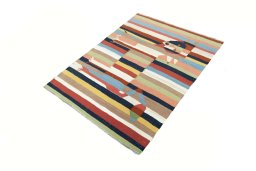 Corner detail of New Kilim Dastan rug showing border pattern and Wool pile