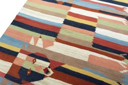 Surface texture of New Kilim Dastan rug with natural Wool and intricate pattern
