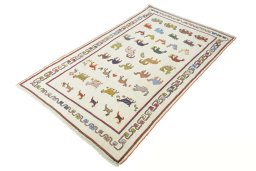 Corner detail of New Kilim Dastan rug showing border pattern and Wool pile