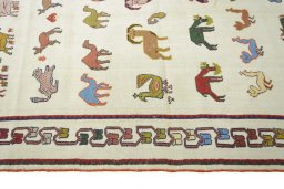 Close-up detail of New Kilim Dastan rug from Iran / Persia showing Wool weave