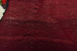 Backside of handmade 2000s Kilim Dastan rug showing knot structure and weave density