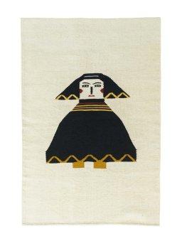 Full view of New Kilim Dastan rug from Iran / Persia, 146 × 98 cm in Beige tones