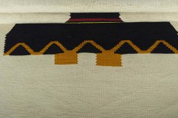 Full view of New Kilim Dastan rug from Iran / Persia, 146 × 98 cm in Beige tones
