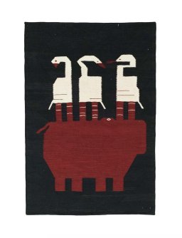Full view of New Kilim Dastan rug from Iran / Persia, 147 × 100 cm in Gray tones