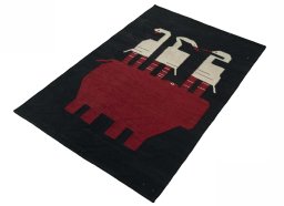 Corner detail of New Kilim Dastan rug showing border pattern and Wool pile