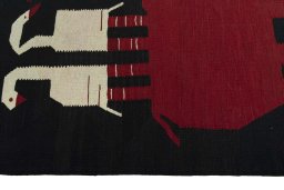 Close-up detail of New Kilim Dastan rug from Iran / Persia showing Wool weave