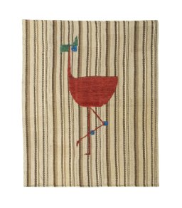 Full view of 2000s Kilim Dastan rug from Iran / Persia, 155 × 127 cm in Brown tones