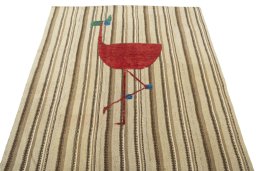 Close-up detail of 2000s Kilim Dastan rug from Iran / Persia showing Wool weave