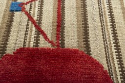 Backside of handmade 2000s Kilim Dastan rug showing knot structure and weave density
