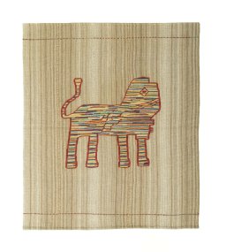 Full view of 2000s Kilim Dastan rug from Iran / Persia, 156 × 133 cm in Beige tones