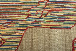 Backside of handmade 2000s Kilim Dastan rug showing knot structure and weave density