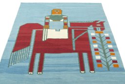 Close-up detail of New Kilim Dastan rug from Iran / Persia showing Wool weave
