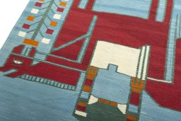 Surface texture of New Kilim Dastan rug with natural Wool and intricate pattern