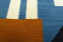 Backside of handmade New Kilim Dastan rug showing knot structure and weave density