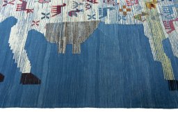 Close-up detail of New Kilim Dastan rug from Iran / Persia showing Wool weave