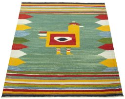Close-up detail of New Kilim Dastan rug from Iran / Persia showing Wool weave