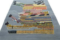 Close-up detail of New Kilim Dastan rug from Turkey showing Wool weave