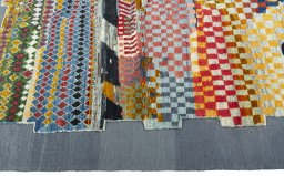 Close-up detail of New Kilim Dastan rug from Turkey showing Wool weave
