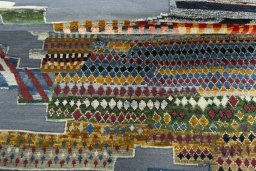 Full view of New Kilim Dastan rug from Turkey, 216 × 164 cm in Multi Color tones