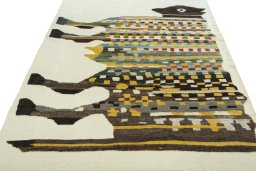 Close-up detail of New Kilim Dastan rug from Turkey showing Wool weave