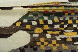 Full view of New Kilim Dastan rug from Turkey, 232 × 168 cm in Multi Color tones