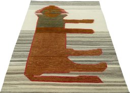 Close-up detail of New Kilim Dastan rug from Turkey showing Wool weave