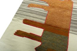 Surface texture of New Kilim Dastan rug with natural Wool and intricate pattern