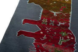 Surface texture of New Kilim Dastan rug with natural Wool and intricate pattern
