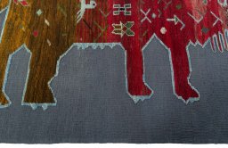 Close-up detail of New Kilim Dastan rug from Turkey showing Wool weave