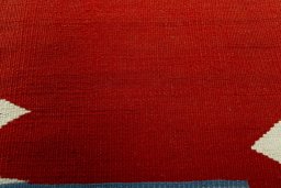 Backside of handmade New Kilim Dastan rug showing knot structure and weave density
