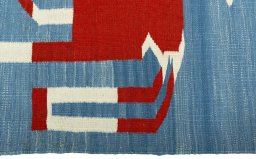 Close-up detail of New Kilim Dastan rug from Turkey showing Wool weave