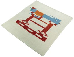 Corner detail of New Kilim Dastan rug showing border pattern and Wool pile