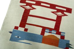 Surface texture of New Kilim Dastan rug with natural Wool and intricate pattern