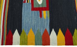 Close-up detail of New Kilim Dastan rug from Turkey showing Wool weave