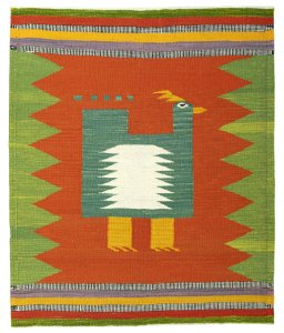 Full view of New Kilim Dastan rug from Turkey, 115 × 96 cm in Multi Color tones