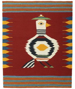Full view of New Kilim Dastan rug from Turkey, 117 × 94 cm in Multi Color tones