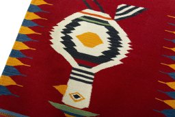 Surface texture of New Kilim Dastan rug with natural Wool and intricate pattern