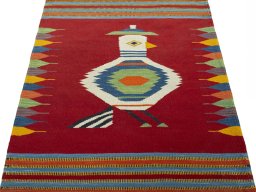 Close-up detail of New Kilim Dastan rug from Turkey showing Wool weave