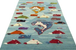 Close-up detail of New Kilim Dastan rug from Turkey showing Wool weave