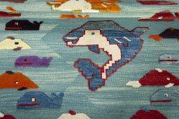 Full view of New Kilim Dastan rug from Turkey, 197 × 149 cm in Green tones