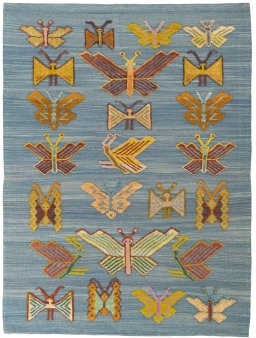 Full view of New Kilim Dastan rug from Turkey, 193 × 144 cm in Blue tones
