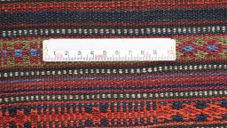 Close-up detail of 1920s Kilim Jajim rug from Iran / Persia showing Wool weave