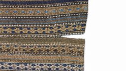 Full view of 1920s Kilim Jajim rug from Iran / Persia, 220 × 190 cm in Beige tones