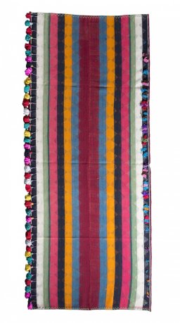 Full view of 2000s Kilim Jajim rug from Iran / Persia, 325 × 132 cm in Red tones