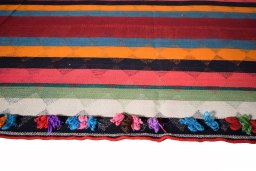 Close-up detail of 2000s Kilim Jajim rug from Iran / Persia showing Wool weave