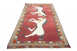 Close-up detail of New Kilim Jajim rug from Iran / Persia showing Wool weave