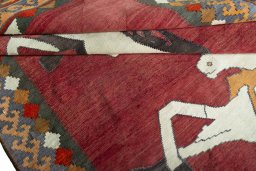 Full view of New Kilim Jajim rug from Iran / Persia, 245 × 144 cm in Red tones