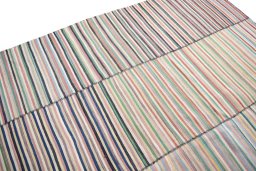 Backside of handmade New Kilim Kiasar rug showing knot structure and weave density