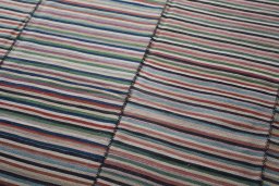 Backside of handmade New Kilim Kiasar rug showing knot structure and weave density
